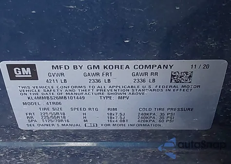 2021 Buick Encore Gx Fwd Preferred from USA, damaged, VIN KL4MMBS26MB101449